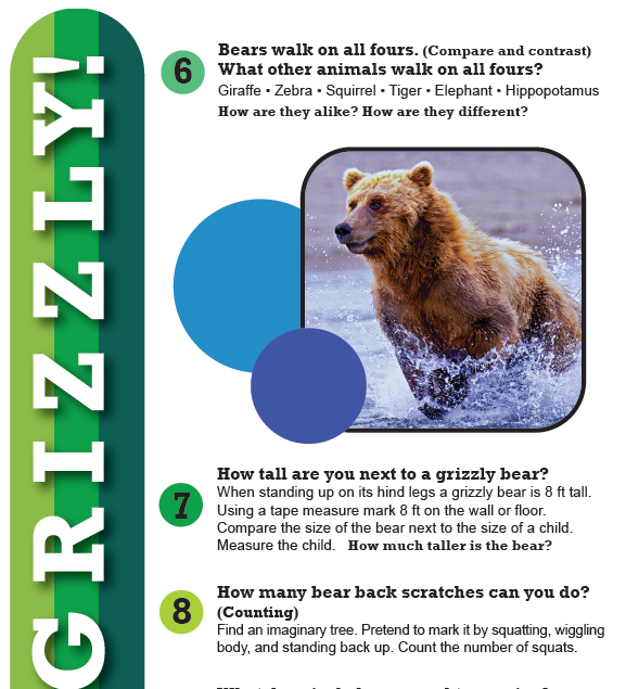 Page 2 of a printout of a teaching guide about grizzly bears